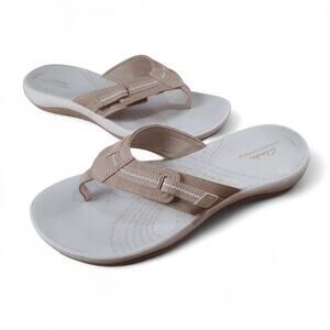 Clarks Cloudsteppers Sandals Size 11 Women's Breeze Sea Taupe Tan Summer Shoes